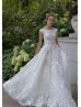 Sabrina Neck Ivory Lace Floral Wedding Dress